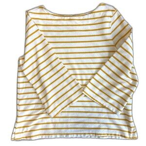 Old Navy Striped Bell Sleeve Blouse Women L Mustard Yellow Retro 70s Indie Boho